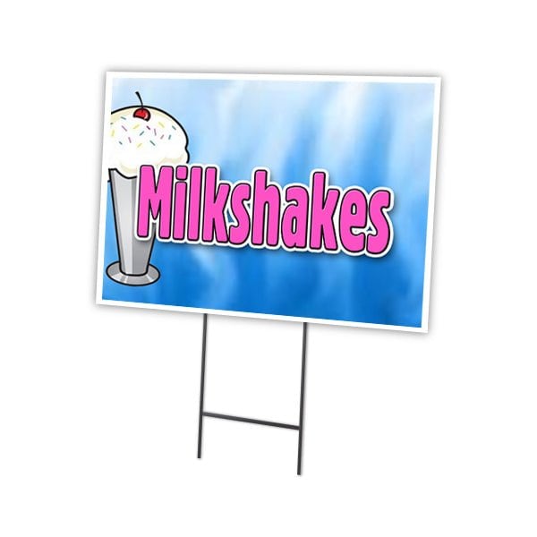 Signmission Milkshakes Yard Sign & Stake outdoor plastic coroplast window, C-1216 Milkshakes C-1216 Milkshakes - main